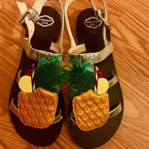 Pineapple French leather silver sandal size 39 NWT
